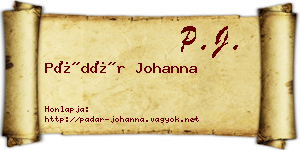 Pádár Johanna névjegykártya