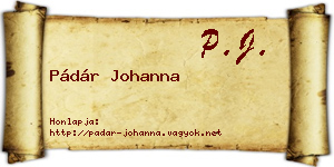 Pádár Johanna névjegykártya